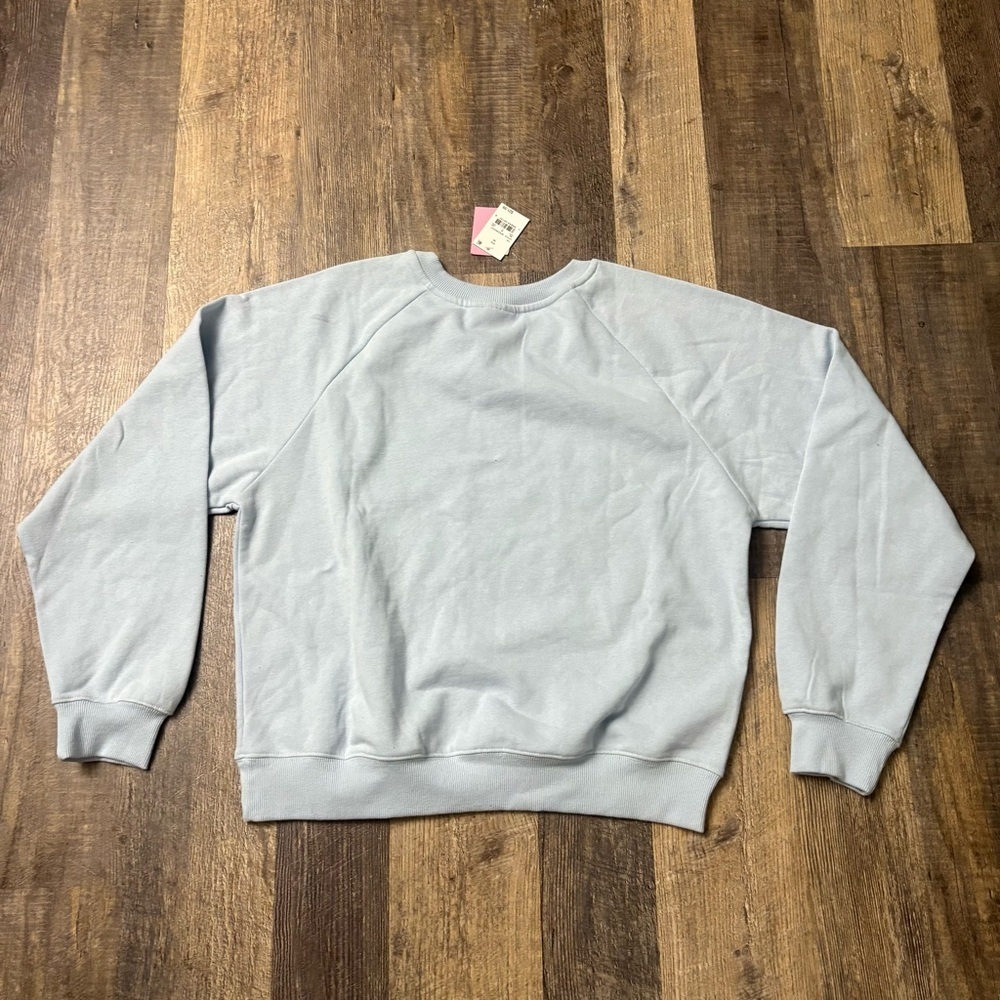 BETTY BOOP ST. TROPEZ BABY BLUE TROPICAL VACATION GRAPHIC CREWNECK SWEATSHIRT XS - Picture 2 of 5